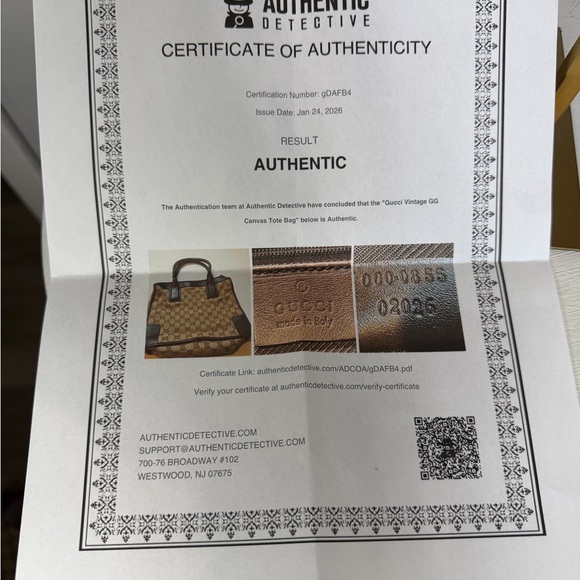 Gucci Brown Monogram Tote Bag with COA - Picture 10 of 13